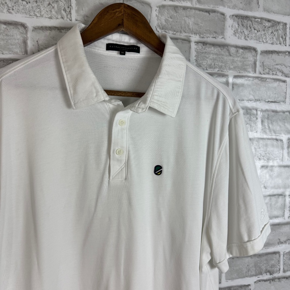 EXTRACURRICULAR Pure White Performance Casual Golf Polo Mens XL Stretch